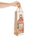 Sachet Cadeau Bouteille Motifs Noël Maison Sapin 36cm Lot de 2 | Floristik24.fr