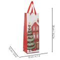 Sachet Cadeau Bouteille Motifs Noël Maison Sapin 36cm Lot de 2 | Floristik24.fr