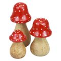 Floristik24 Agaric mouche champignons décoratifs champignons en bois décoration d&#39;automne H6/8/10cm lot de 3