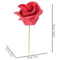 Rose artificielle rouge en mousse avec tige 5 cm - Lot de 100 | Floristik24.fr