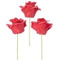 Rose artificielle rouge en mousse avec tige 5 cm - Lot de 100 | Floristik24.fr