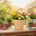 Pot de fleurs en métal, orange pastel, Ø20cm H16cm | Floristik24.fr