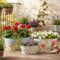 Pots de fleurs, printemps, jardinières pour fleurs/oiseaux, récipient ovale en métal L39/31/24,5 cm, lot de 3 | Floristik24.fr
