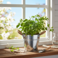 Seau décoratif en métal avec poignées en corde – Ø14 cm x H12 cm | Floristik24.fr