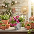 Petit seau en zinc avec poignées en corde Ø14,5cm H13cm | Floristik24.fr