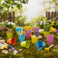 Eimer mini en métal coloré Ø8cm avec anse - Lot de 12 | Floristik24.fr