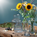 Vases à fleurs en verre à rainures bleu Ø11cm H14.5cm 2pcs | Floristik24.fr