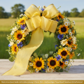 Ruban moiré pour couronne, jaune à bordure dorée, 125 mm x 25 m - Ruban de deuil de haute qualité, ruban décoratif, ruban pour nœud | Floristik24.fr