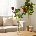 Branche de rose en soie, rose artificielle rouge 72 cm, lot de 3 | Floristik24.fr