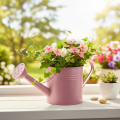 Arrosoir décoratif, pot de fleurs en métal rose, Ø 13,5 cm H 12,5 cm | Floristik24.fr