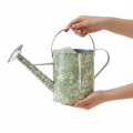 Arrosoir en métal, style vintage, vert et argent à motif floral - cache-pot décoratif, Ø18cm | Floristik24.fr