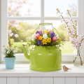 Deko théière en métal, pomme vert Ø20cm, décoration intérieure et cache-pot | Floristik24.fr
