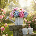 Pot de fleurs vintage Ø17cm, arrosoir décoratif, pot en métal style shabby chic | Floristik24.fr