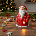 Figurine décorative de Père Noël servant de porte-bougie chauffe-plat avec étoiles, décoration de table, 15 cm | Floristik24.fr