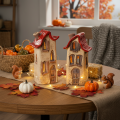 Maison décorative en céramique avec toit rouge, maison lumineuse, 15 cm, lot de 2 | Floristik24.fr
