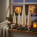 Sapin décoratif blanc 40 cm avec socle en bois, lot de 3 | Floristik24.fr