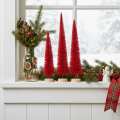 Lot de 3 sapins rouges décoratifs en bois – 40 cm | Floristik24.fr