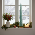 Sapin décoratif artificiel avec base en bois turquoise 80 cm | Floristik24.fr