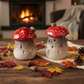 Figurines décoratives en forme de maison champignon en céramique, lot de 2, 10 cm | Floristik24.fr