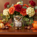 Figurine décorative petite chouette assise en polyresine 11 cm | Floristik24.fr