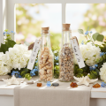 Set de 2 bouteilles en verre décoratives avec coquillages et bouchon en liège 17 cm | Floristik24.fr