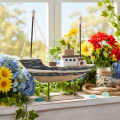 Décoration bateau en bois avec support en métal 20 cm | Floristik24.fr