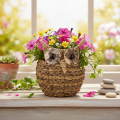 Panier décoratif en forme de chouette en jacinthe d'eau tressée 18 cm | Floristik24.fr