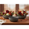 Set de 2 Coupes Décoratives Rondes en Plastique Anthracite 15 cm | Floristik24.fr
