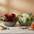 Coupe décorative ronde à rainures en plastique anthracite 20 cm - Lot de 2 | Floristik24.fr