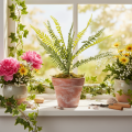 Branche de fougère artificielle en plastique vert 45 cm pour décoration intérieure | Floristik24.fr