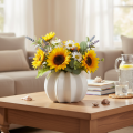 Vase décorative citrouille blanche brillante 19 cm pour fleurs artificielles | Floristik24.fr