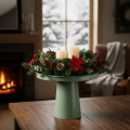 Plateau décoratif rond en métal vert 20 cm pour compositions florales | Floristik24.fr