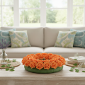 Roses artificielles orange 5 cm avec tige flexible, lot de 100 | Floristik24.fr