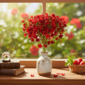 Kraut artificiel rouge 30 cm - Bouquet décoratif 10 pièces | Floristik24.fr