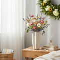 Vase en céramique nervurée moderne 38 cm taupe mat pour fleurs séchées | Floristik24.fr