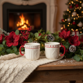 Tasses à café en céramique avec anse rouge et décor cœur 9cm 2 pièces | Floristik24.fr