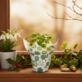 Pot décoratif en papier motif trèfle vert et blanc 12cm lot de 12 | Floristik24.fr
