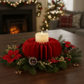 Ensemble de 4 citrouilles en papier alvéolé rouge 24 cm décoratives pour table | Floristik24.fr
