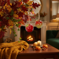 Pomme décorative en céramique à suspendre 5 cm rouge et vert - Lot de 4 | Floristik24.fr