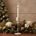 Photophore avec cylindre en verre et base en métal 50 cm taupe | Floristik24.fr