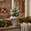 Cache-pot en métal avec motif sapins scintillants 13 cm | Floristik24.fr