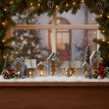 Village lumineux décoratif en métal, 67,5x20 cm, argenté vieilli | Floristik24.fr