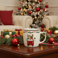 Mug en céramique à motif de Noël, voiture et cadeaux, 9 cm | Floristik24.fr