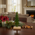 Sapin décoratif en métal sur base en bois 26 cm | Floristik24.fr
