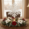 Décoration suspendue flocon de neige en bois blanc 30cm | Floristik24.fr