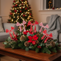 Lot de 12 nœuds décoratifs sur piquet en bois 32 cm rouge et rose | Floristik24.fr