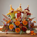 Figurine décorative épouvantail sur bâton en tissu et paille 60 cm | Floristik24.fr