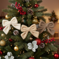 Dekoschleife en peluche avec attache, 16 cm, set de 3, beige, marron et blanc crème, décoration intérieure | Floristik24.fr