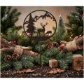 Décoration extérieure en métal - Motif cerfs et sapin - 100 cm | Floristik24.fr