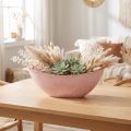 Coupe ovale décorative en plastique rose marbré 34 cm x 11 cm | Floristik24.fr